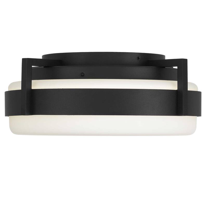 15 Inch Flush Mount LED Ceiling Light Dimmable 5 Color Temperatures Etched Glass - Black