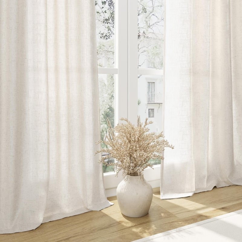 Natural Cream Pinch Pleated Linen Curtains