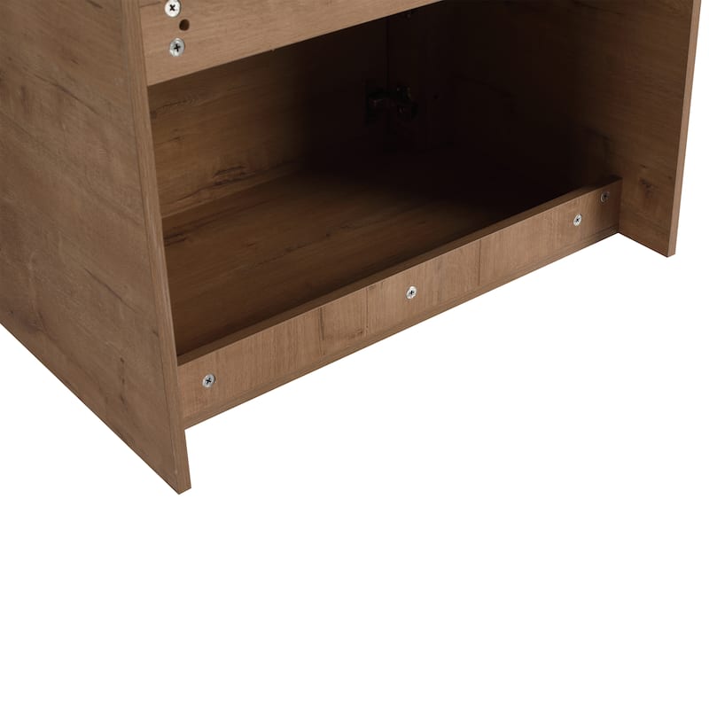 Wall-Mounted Bathroom Vanity with Ceramic Sink and Storage Shelves