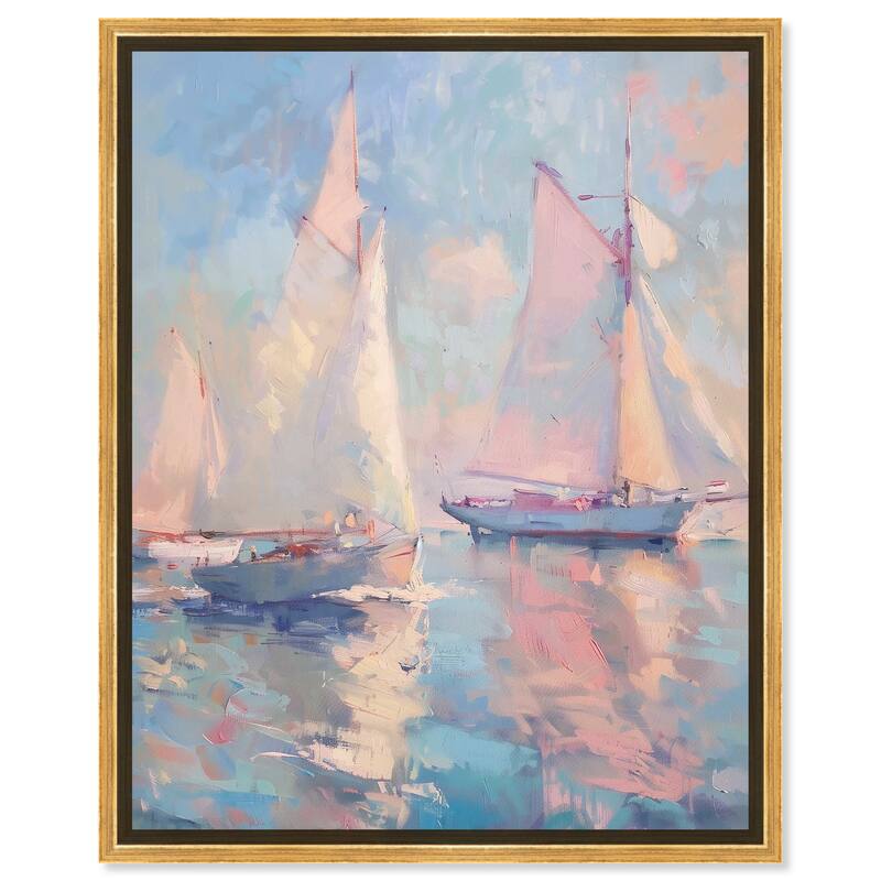 Art Remedy Set Sail Framed Sailing 1 Piece Canvas Wall Art - 31 x 37 - Gold