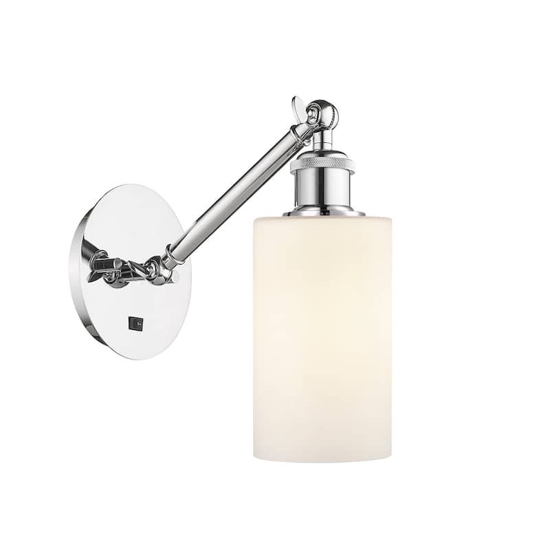 Innovations Lighting 317-1W-13-5 Clymer Sconce Clymer 13" Tall Wall - Polished Chrome / Matte White