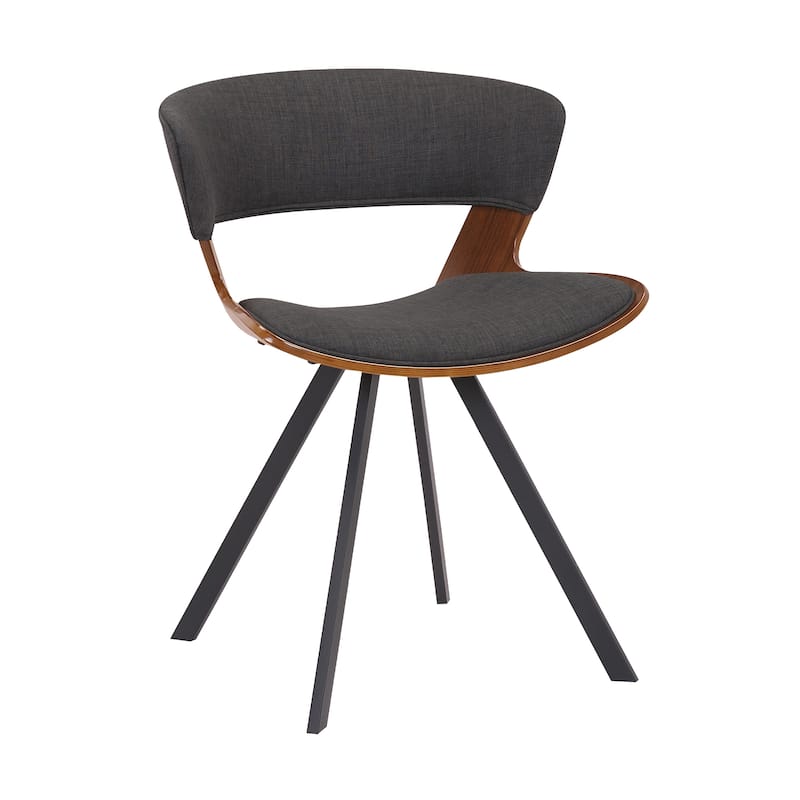 Ulric Wood and Metal Modern Dining Room Accent Chair - Charcoal