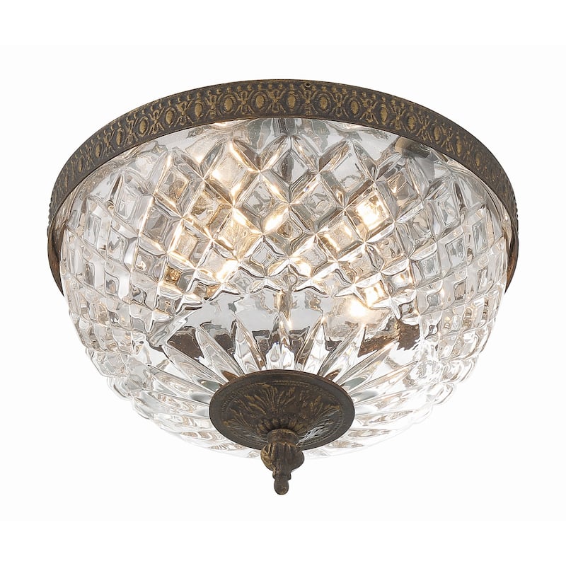 Crystorama 2 Light Crystal Flush Mount - 10"W x 8"H x 10"D