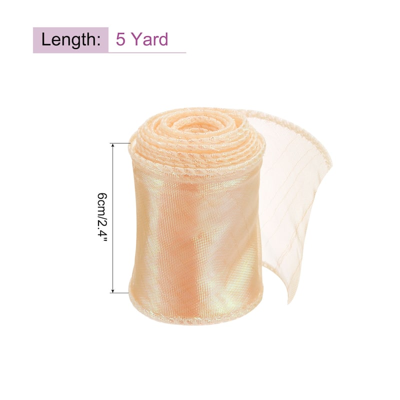 1.5 Inch 10 Yard Sheer Organza Ribbon Shimmer Chiffon Tulle Ribbons - Light Pink - 2 3/8"x 5 Yard