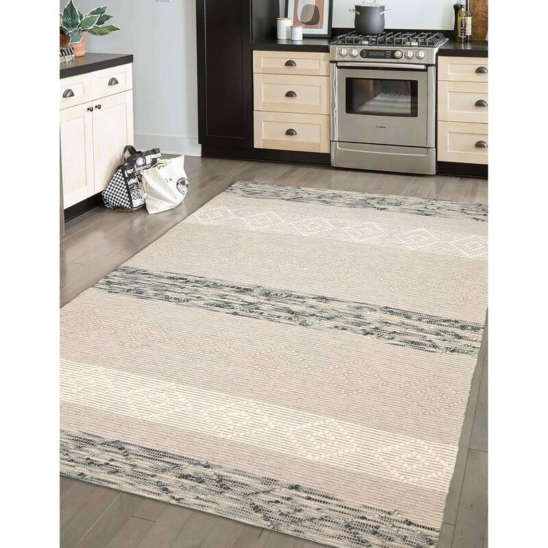 ECARPETGALLERY Braid weave Sienna Grey Wool Rug - 6'2 x 8'11