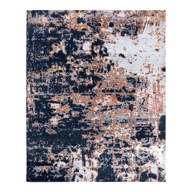 Modern One-of-a-Kind Hand-Knotted Area Rug, Blue - 8' 1" x 10' 1"