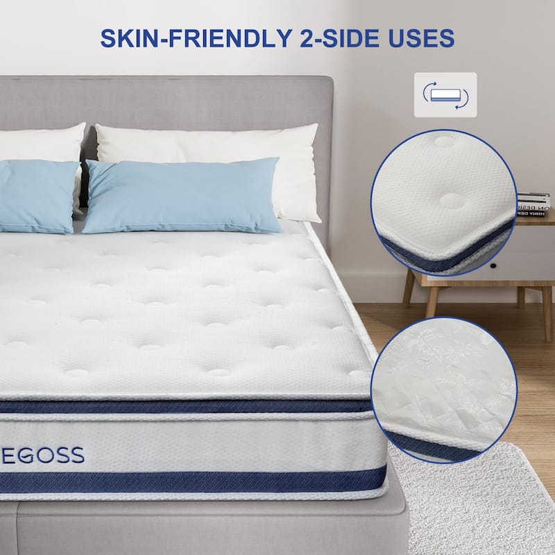 10 Inch Innerspring Hybrid Full Size Mattress, Motion Isolation Individually Pocketed Coils Mattress
