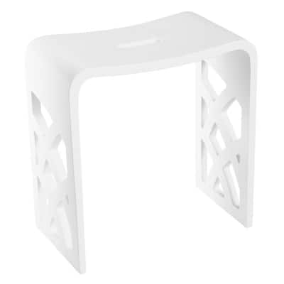 Ancona 17 in. Pure Acrylic Stone Bathroom Shower Bench in Matte White