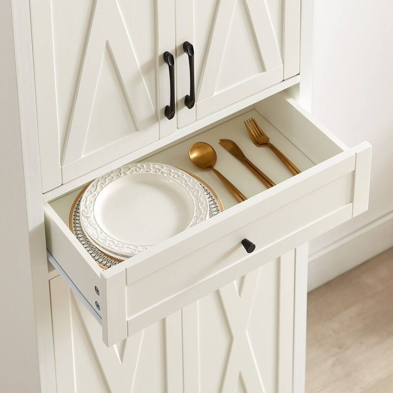 Farmhouse 68" Kitchen Pantry Cabinet, Freestanding Large Capacity Storage Cabinet for Organizing Electronics and Decor