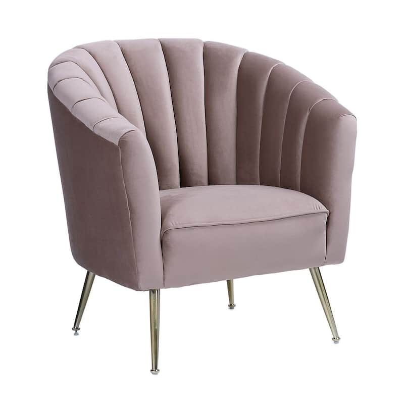 Manhattan Comfort Rosemont Gold Velvet Accent Chair - Blush