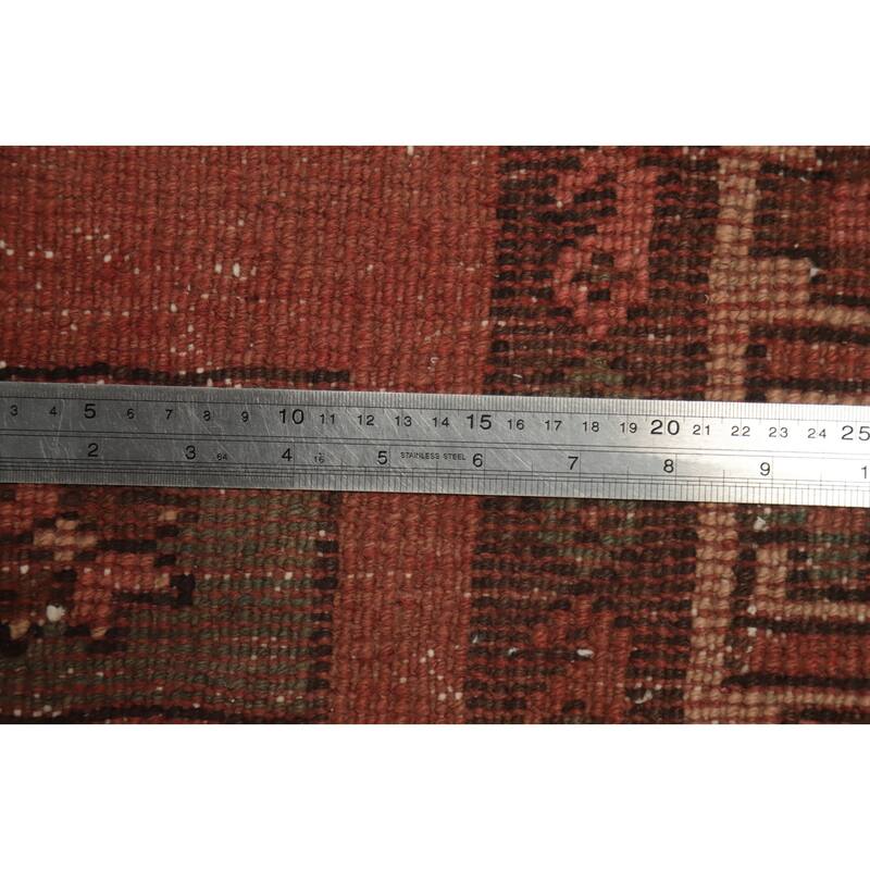 Hand Knotted Oriental 100% Wool Carpet Traditional Tribal Oranges & Rust Ardebil Runner Rug - 9' 1'' X 3' 9''