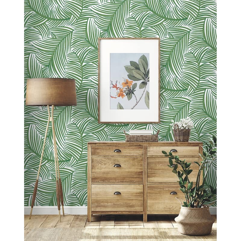 NextWall Tossed Palm Fronds Peel and Stick Wallpaper