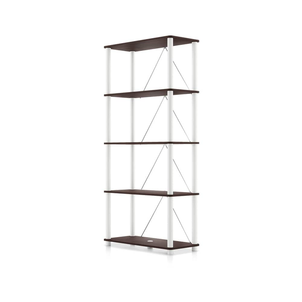 247 Shop At Home Modern Wood Shelving Unit with storage - Tier Shelves, Cube Ladder Shelf