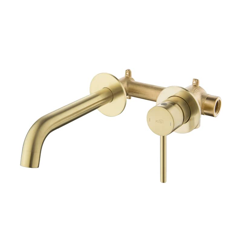 Circular Single Handle Wall Mounted Bathroom Sink Faucet - Brushed Gold