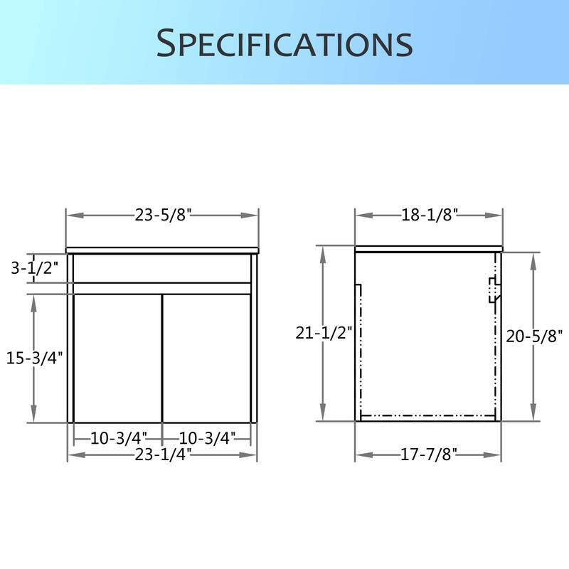 CB HOME 24"/30"/36"/48"/60" Pure White Bathroom Vanity, Floating Wall Mounted Cabinet w/ Integral Ceramic Sink Basin Countertop
