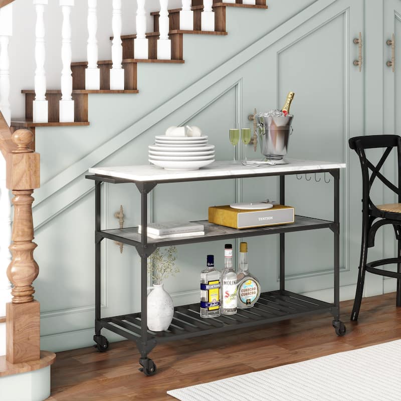 Contemporary Kitchen Island Bar Cart with Wheels