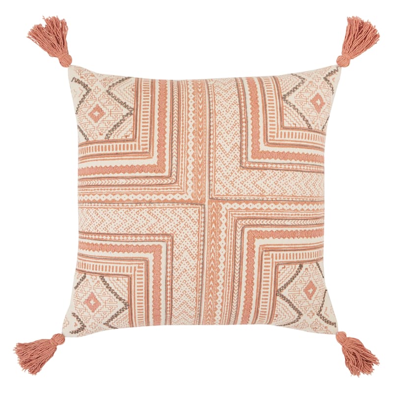 Saskia Tribal Throw Pillow - 20"X20" Cover Only - Pink/Cream