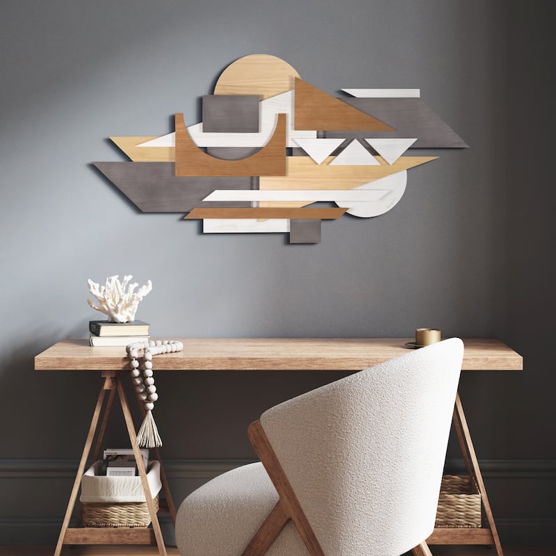 "Moonlit Mist" Hand Made & Hand Finished Dimensional Solid Paulownia Wood Abstracts Wall Art