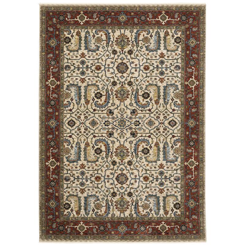 Style Haven Amelie Bordered Persian Ivory/ Red Indoor Area Rug