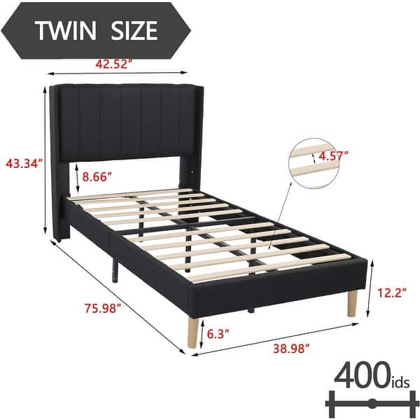 dimension image slide 20 of 34, Alazyhome Upholstered Platform Bed Frame