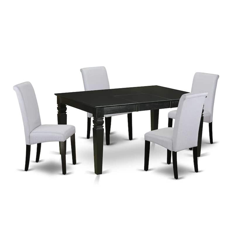 Kitchen Table Set 5 Piece - Linen Gray Fabric Dining Table with Parsons Chairs - Modern Design