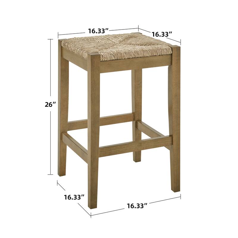 Bohemian 26" H Natural Weave Seagrass Rattan Backless Counter Stools