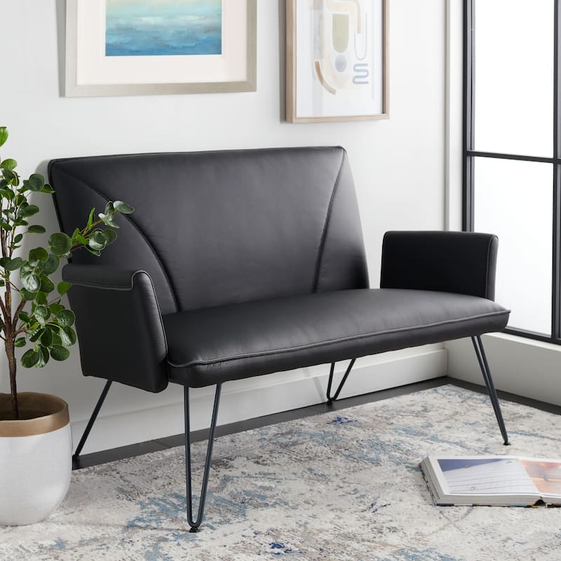 SAFAVIEH Michelina Mid-Century Modern Settee. - 52" W x 29" D x 33" H - 52Wx28Dx33H - Black