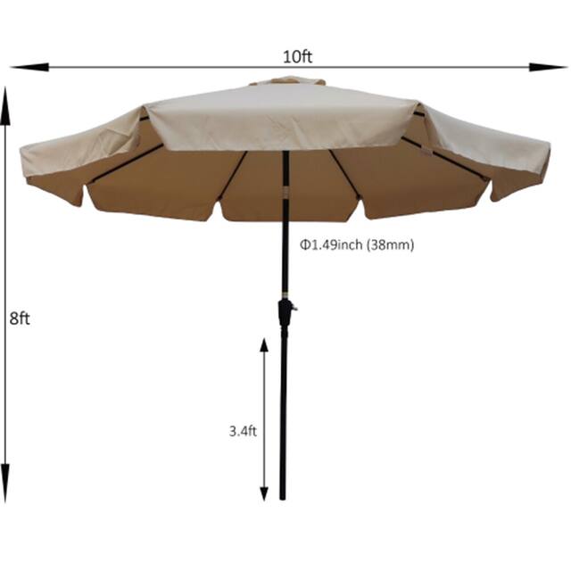 10ft Patio Umbrella Market Table Round Umbrella with Crank and Push Button Tilt