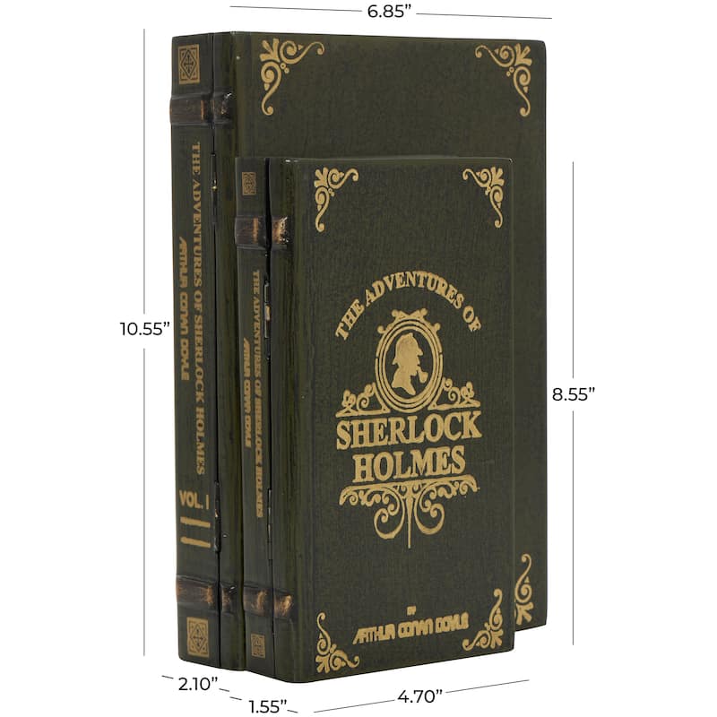 Blue, Green, Brown or Red Wooden Storage Faux Book Box (Set of 2)