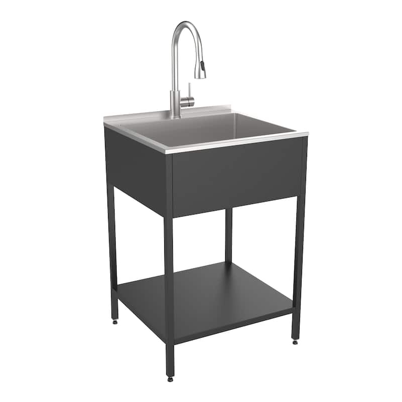 Transolid TRS_EWS-2422S Contemporary Laundry Washstand 24" Free - Matte Black