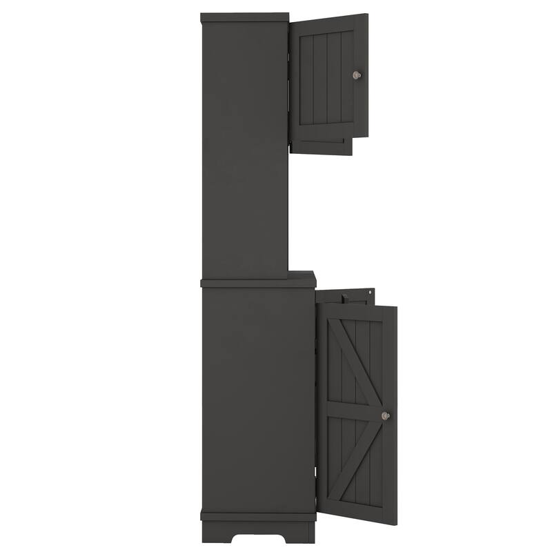 Farmhouse Coffee Bar Cabinet with Shelves and Cabinets, Wine Cabinet with Glass Racks, Sideboard Buffet Cabinet, Pantry Cabinet