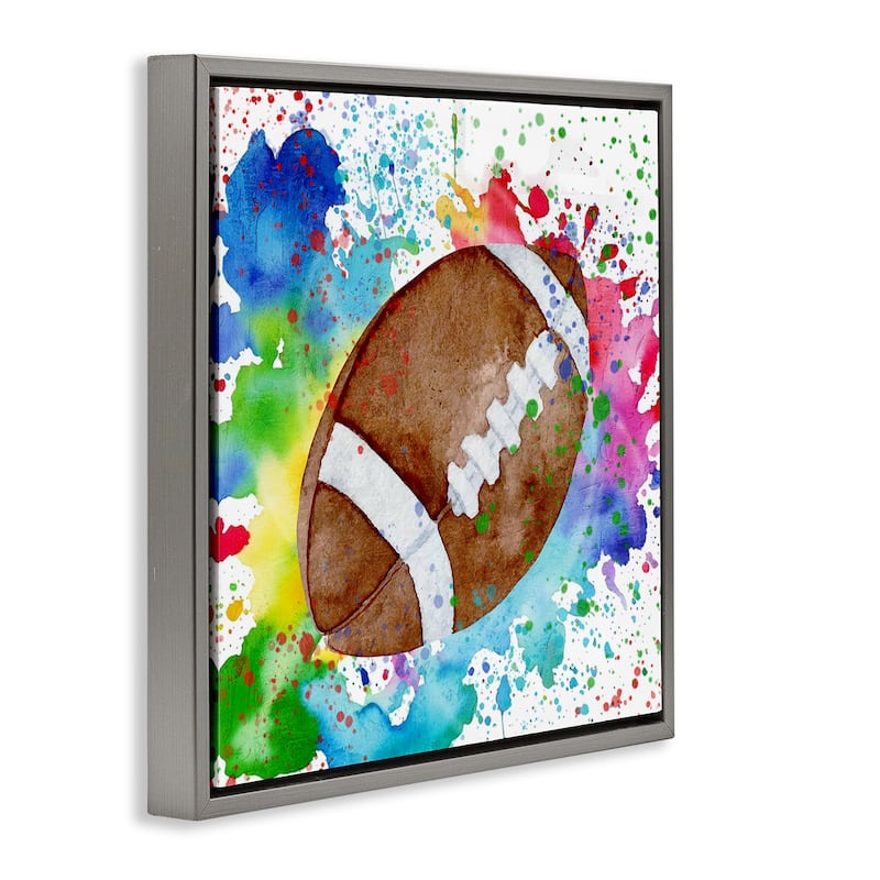 Stupell Vivid Splash & Football Framed Floater Canvas Wall Art Design By Kim Allen