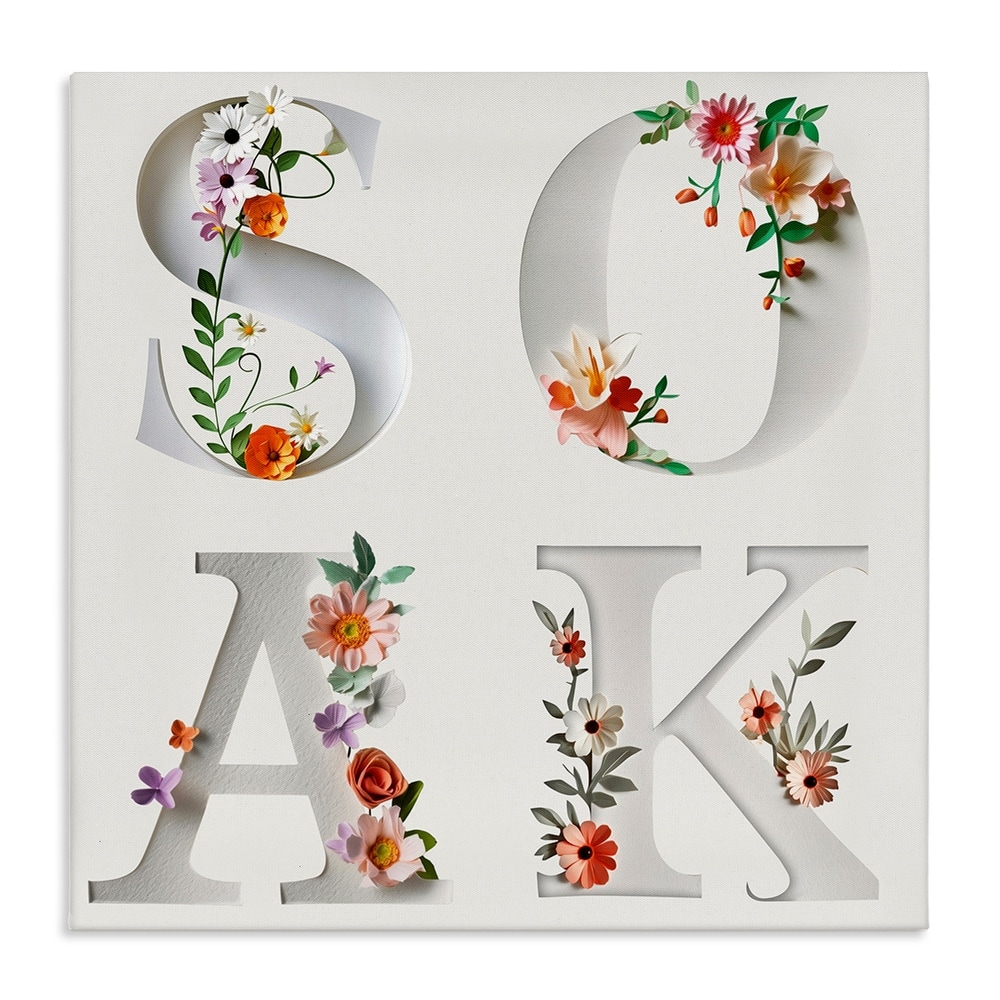 Stupell Floral Bathroom Soak Letters Canvas Wall Art Design By Susan Arnot