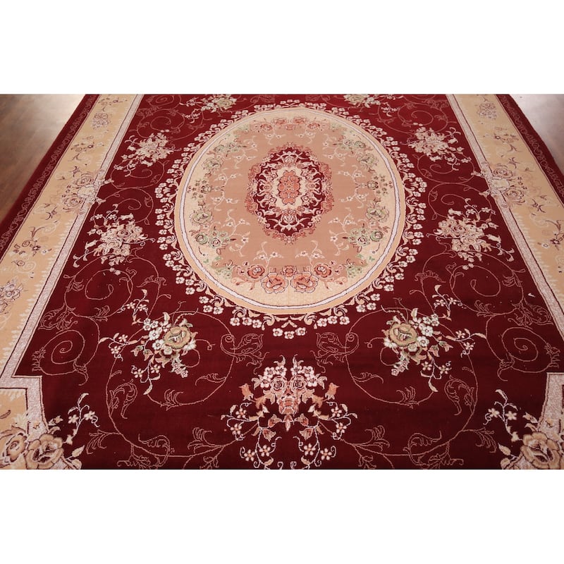 Victorian Style Kashan Turkish Area Rug Machine Made Red Carpet - 8'0" x 11'10"