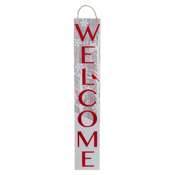 Red and White Cardinal 'Welcome' Christmas Wall Decor. Opens flyout.
