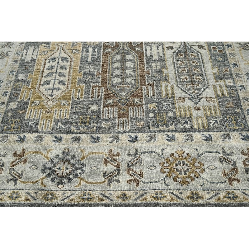 Hand Knotted Gray, Brown Oushak Wool Arts & Crafts Oriental Area Rug - 8' 3'' x 9' 11''