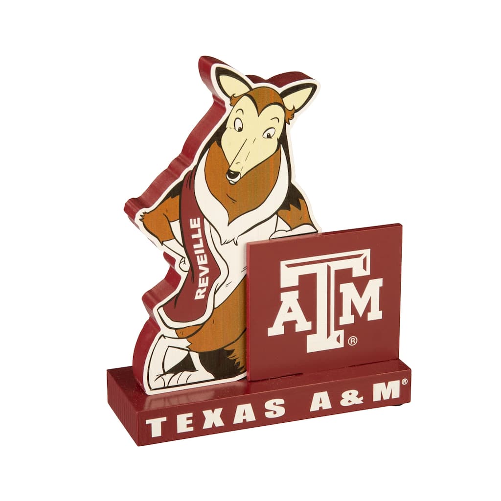 8 in. Wooden Mascot Statue with Team Logo, Texas A&M
