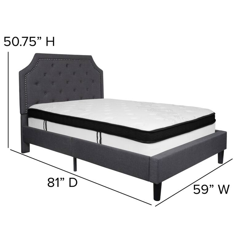 Arched Tufted Platform Bed and Memory Foam Pocket Spring Mattress