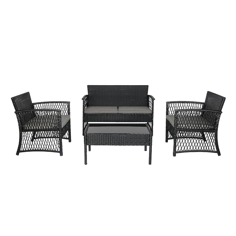 Madison Outdoor 4-Piece Rattan Patio Furniture Chat Set