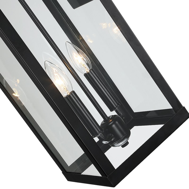 25.7"H 2-Light Large Outdoor Black Exterior Wall Lantern Sconce Light