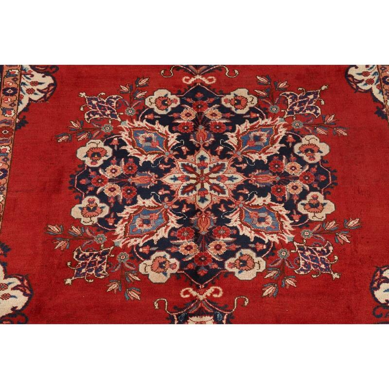 Red Heriz Persian Antique Area Rug Hand-Knotted Wool Carpet - 7'5" x 10'8"