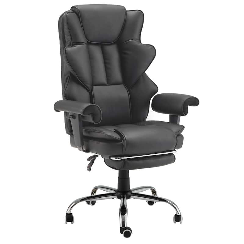 Ergonomic 6-Point Massage Office Chair with Heating, Reclining Function, Retractable Footrest, and Adjustable Armrests
