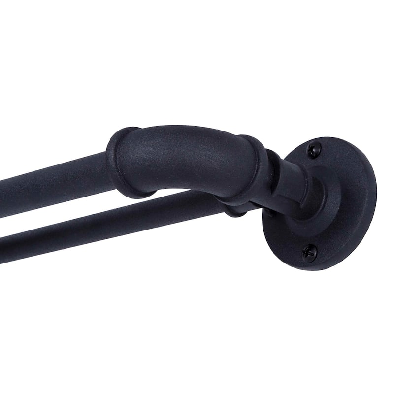 Sun Zero Bronn Industrial 3/4" Room Darkening Double Curtain Rod - 66 to 120 inches - Matte Black