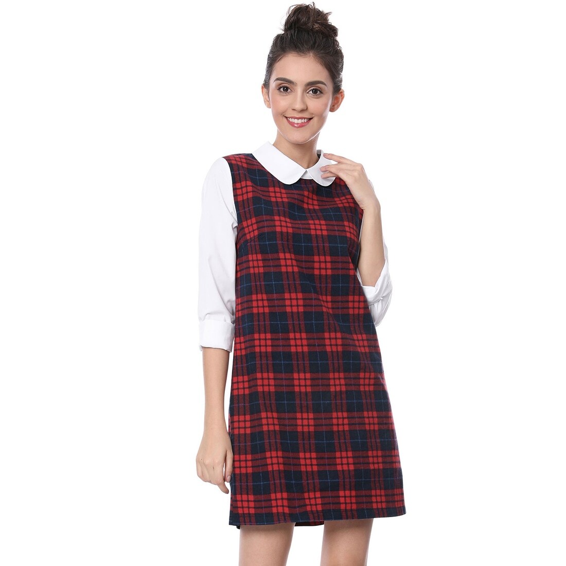 long sleeve check dress