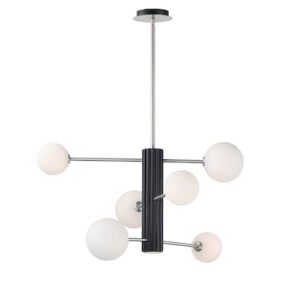 Cog 7-Light 30" Wide Black / Satin Nickel Pendant Light