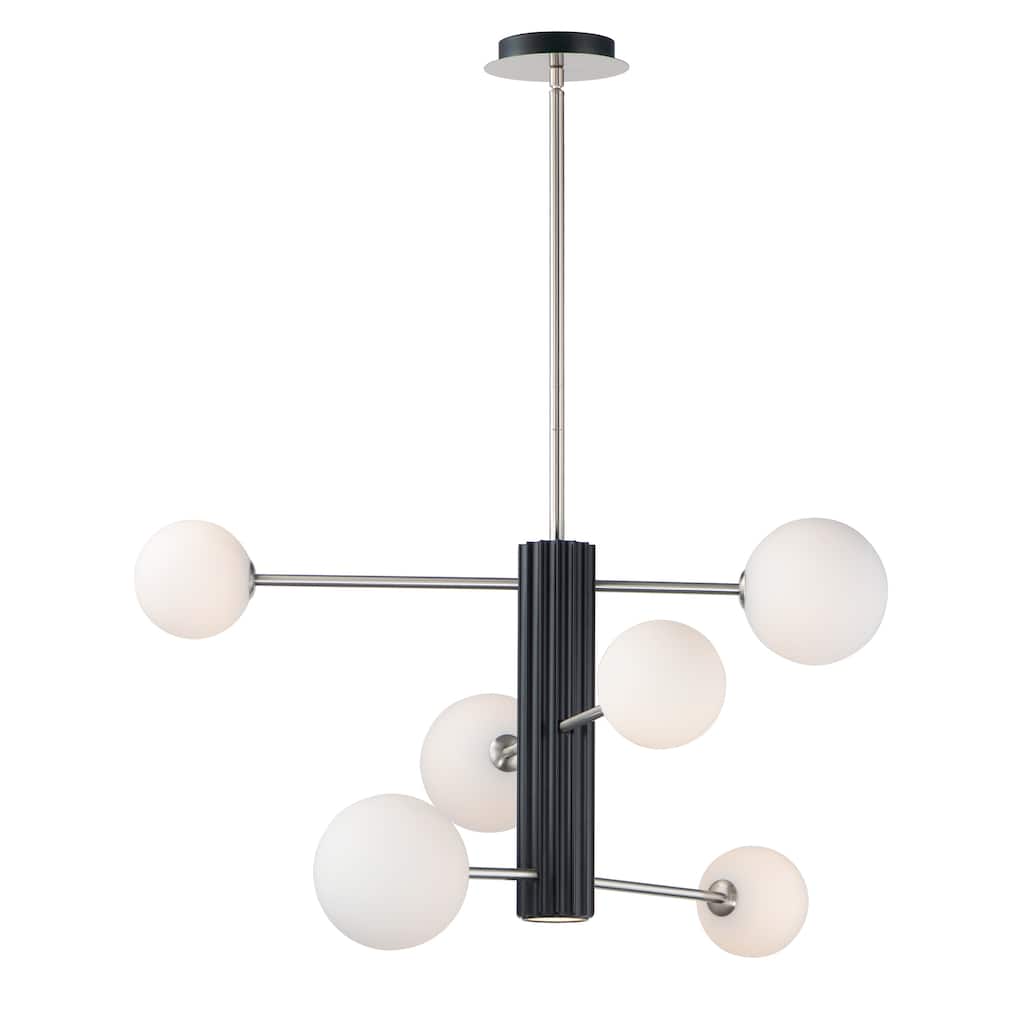 Cog 7-Light 30" Wide Black / Satin Nickel Pendant Light
