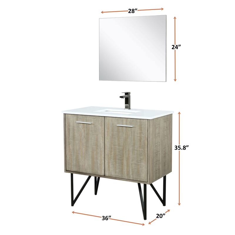 Lancy 24 in W x 20 in D Rustic Acacia Bath Vanity, Cultured Marble Top and 18 in Mirror