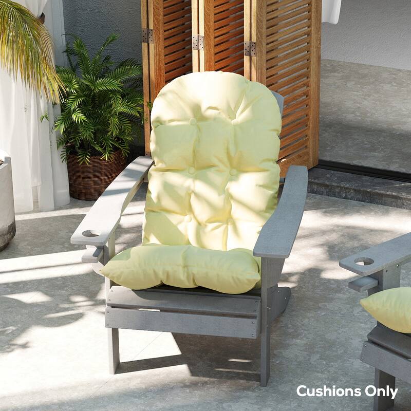 Outsunny Outdoor Adirondack Chair Cushions Set of 2, Tufted High Back Patio Chair Cushions, Adirondack Cushions