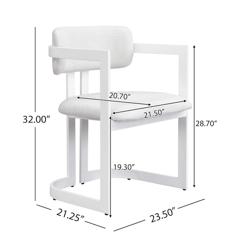 Upholstered Dining Chairs Set of 2, Fabric Armchairs with Metal Frame,