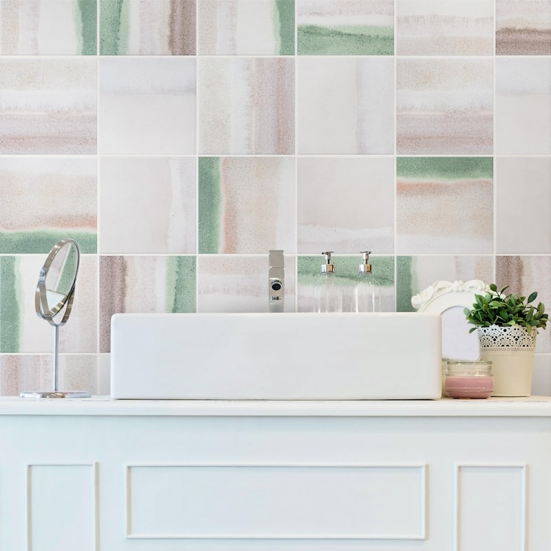 Merola Tile Matter Canvas Bone Green 6" x 6" Porcelain Floor and Wall Tile - Case (25 Tiles)